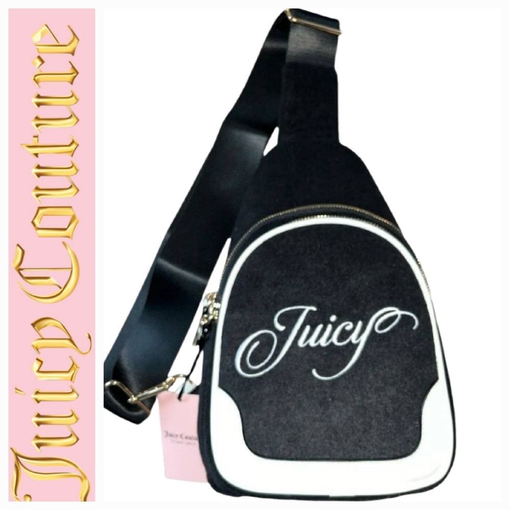 Juicy Couture Raising Star Velour Sling Bag- Liquorice
